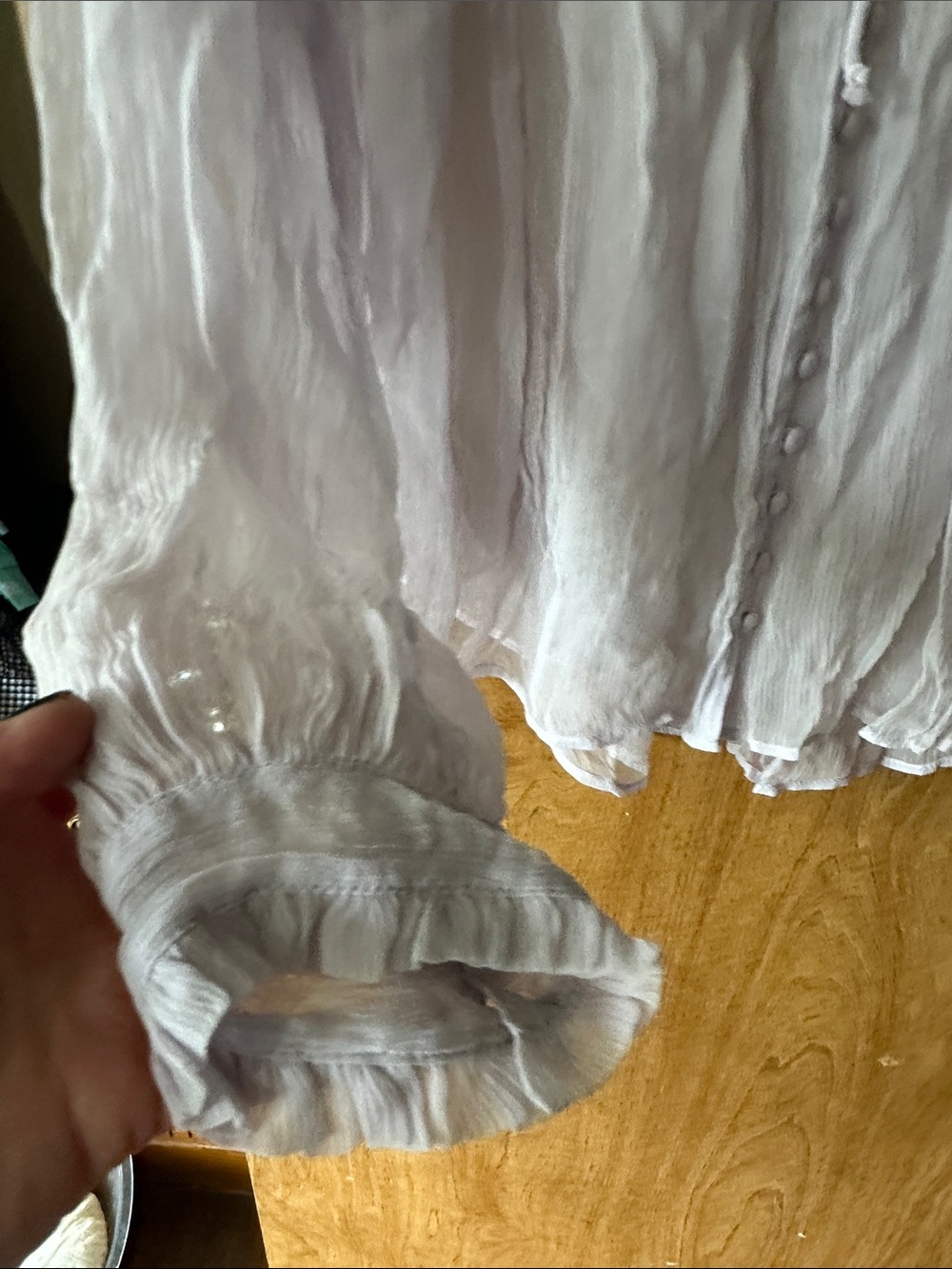 Free People Lavender Lace-Trim Button Front Blouse - Picture 3 of 5